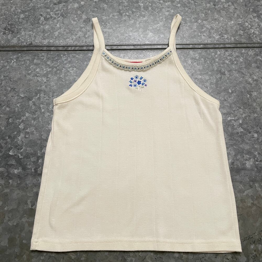 Vintage Jordache Floral Embroidered Tank Top Small Camisole Spaghetti Straps 90s
